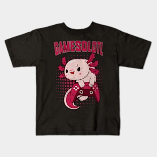 Axolotl  Cute Axolotl Gaming Retro Video Kids T-Shirt